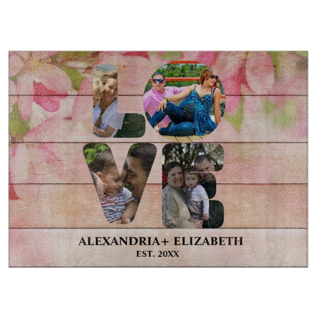 Planche À Découper Custom modern love 4 photo collage pour couples (Devant)