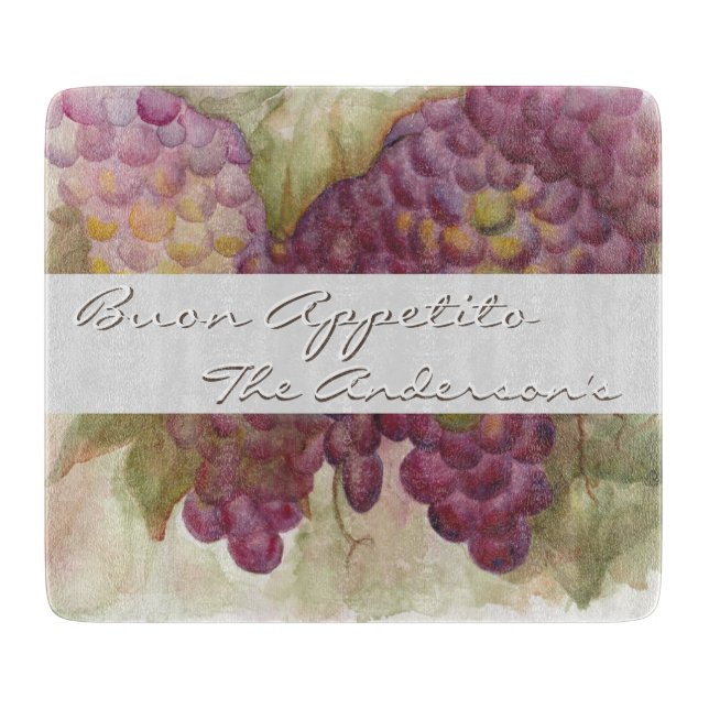 Planche À Découper Custom Wine-Themed Tuscan Inspired Cutting Board (Devant)