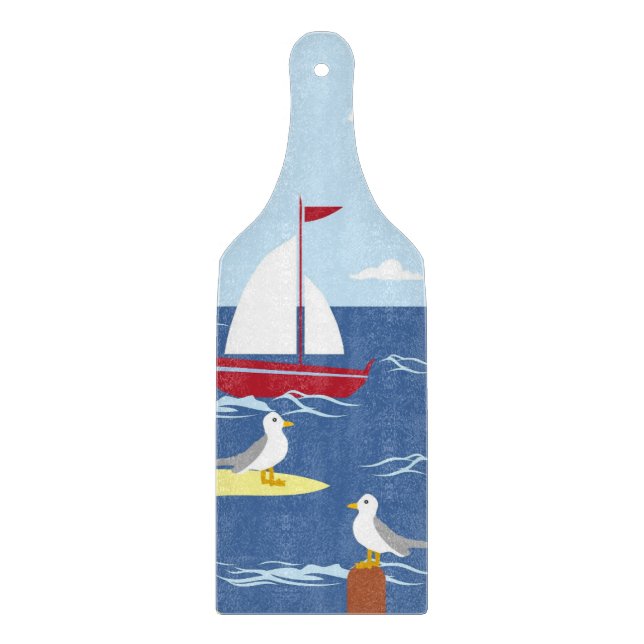 Planche À Découper Cute Bateau Art Balnéaire (Devant)