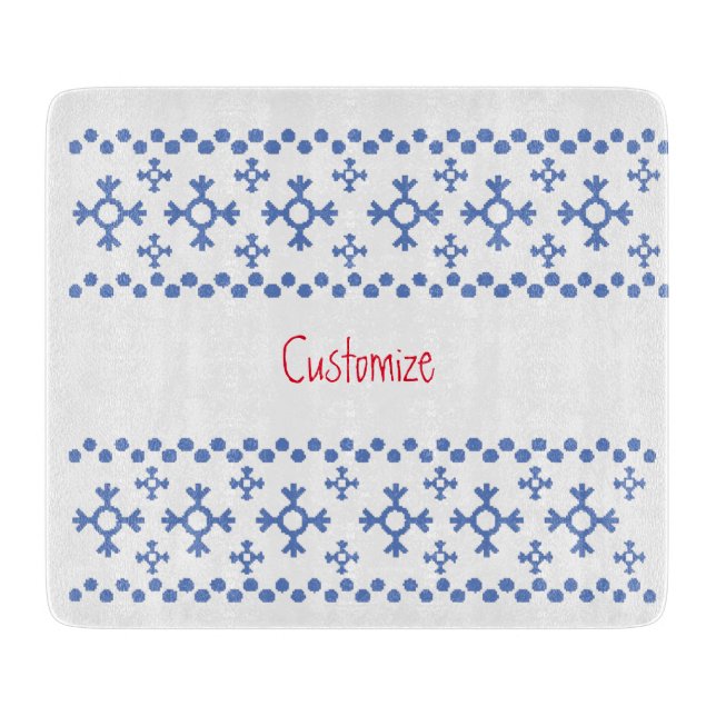 Planche À Découper Cute Blue Snowflakes Motif Thunder_Cove (Devant)