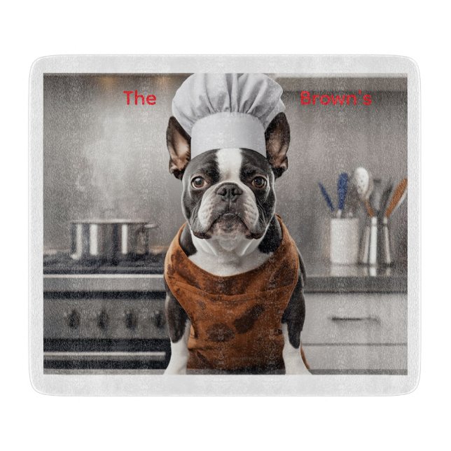 Planche À Découper Cute Boston Terrier Glass Cutting Board (Devant)