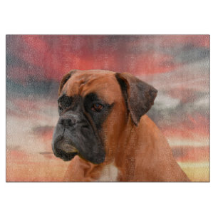 Planche À Découper Cute Boxer Dog Eau Couleur Huile Peinture Art