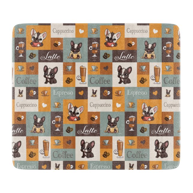 Planche À Découper Cute Bulldog Coffee Love (Devant)