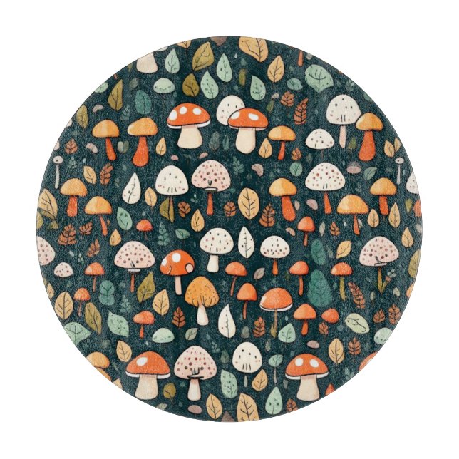 Planche À Découper Cute champignons feuille cottage design (Devant)
