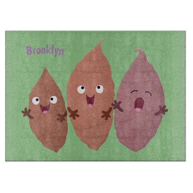 Planche À Découper Cute chantant des patates douces caricaturales lég (Devant)