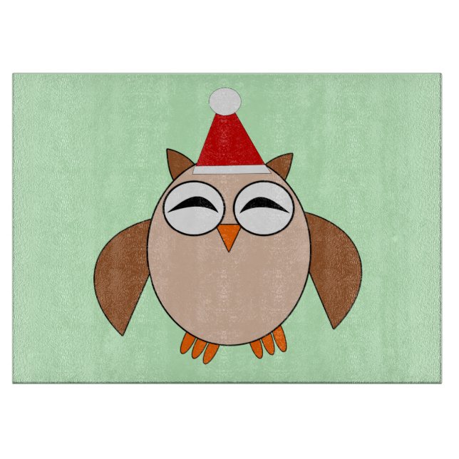 Planche À Découper Cute Christmas Owl Custom Cutting Board (Devant)