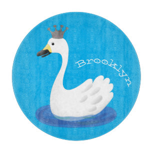 Planche À Découper Cute cygne blanc avec dessin de la couronne