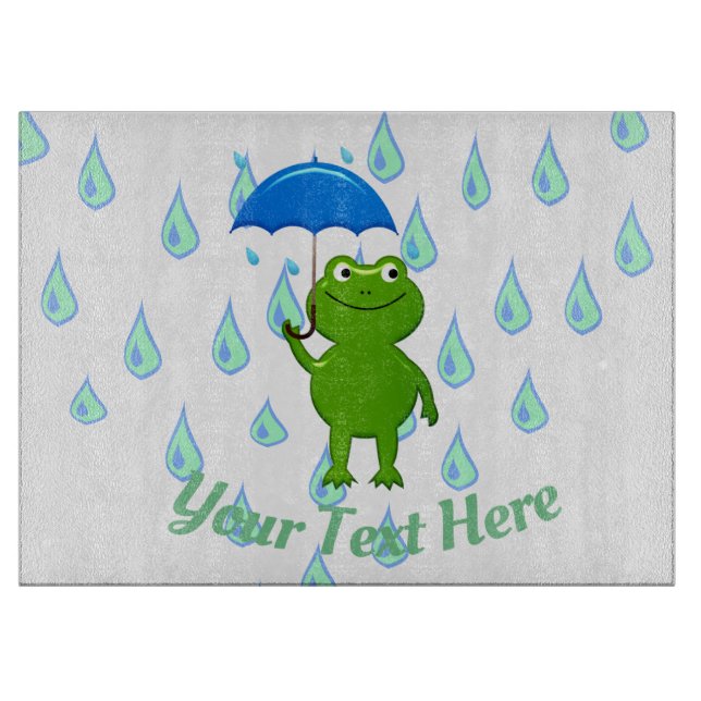 Planche À Découper Cute Kawaii Grenouille et pluie (Devant)