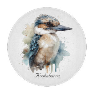Planche À Découper Cute Kookaburra sur une branche peinte en aquarell