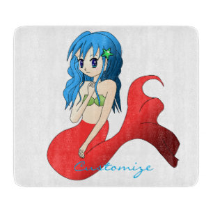 Planche À Découper Cute Mermaid à cheveux bleus Thunder_Cove