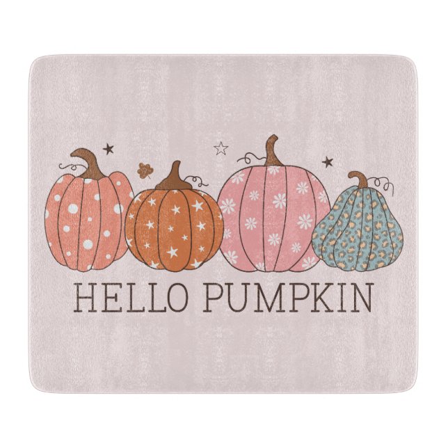 Planche À Découper Cute Pastel Hello Citrouille Verre (Devant)