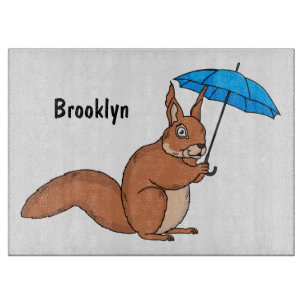 Planche À Découper Cute red squirrel with umbrella cartoon