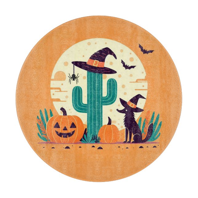 Planche À Découper Cute, sud-ouest du désert d'Halloween/cactus (Devant)