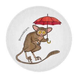 Planche À Découper Cute Tarsier avec dessin animé parapluie