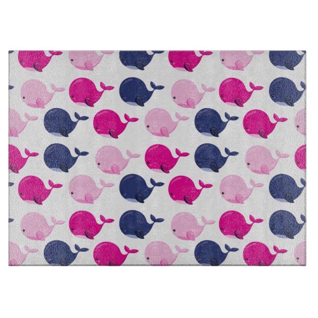 Planche À Découper Cute Whales, Pattern of Whales, Sea Animals (Devant)