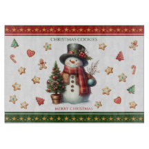 Cutting Board Small Snowman and Christmas Cookies