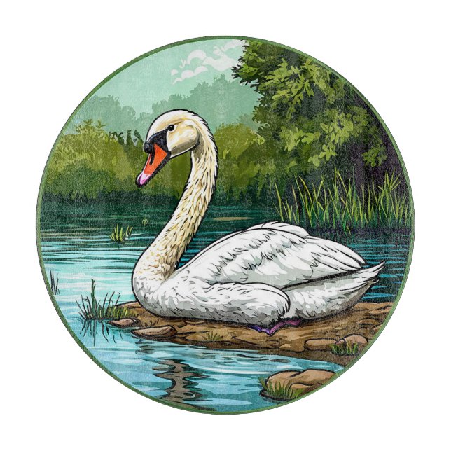 Planche À Découper Cygne muet coloré Oiseau (Devant)
