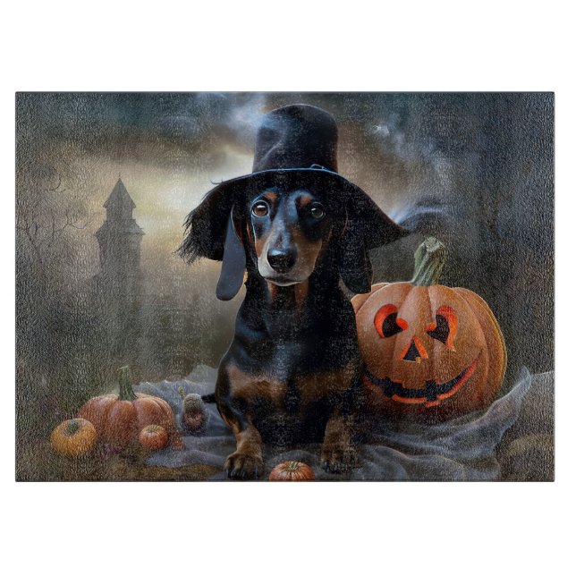 Planche À Découper Dachshund Halloween effroi (Devant)