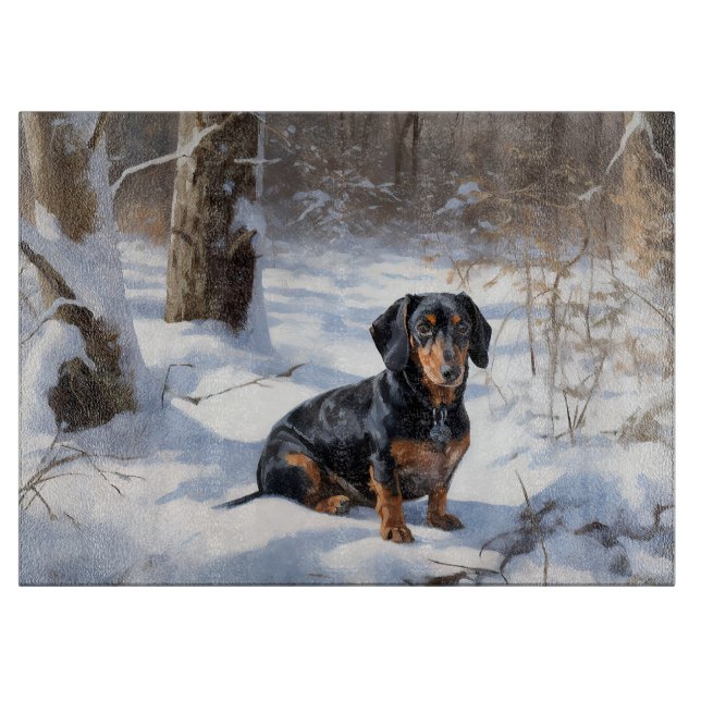 Planche À Découper Dachshund Qu'Il Neige Noël (Devant)