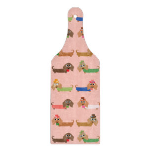 Planche À Découper Dachshunds sur rose