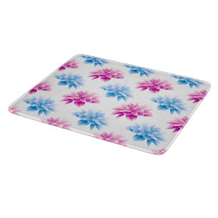 Planche À Découper Dahlia rose, Dahlia bleu, Motif floral, Fleurs