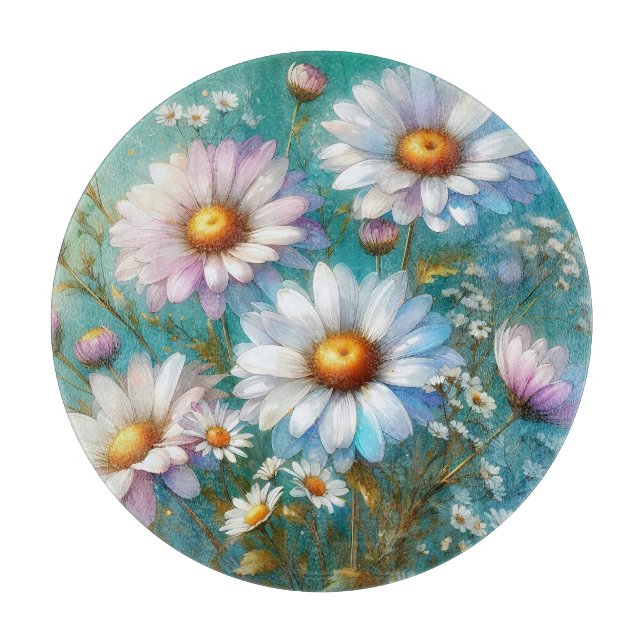 Planche À Découper Daisy Floral Glass Cutting Board (Devant)