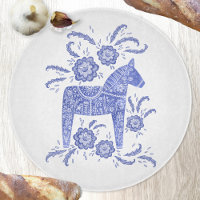 Dala suédoise Horse Bleu et Blanc Coupe Board