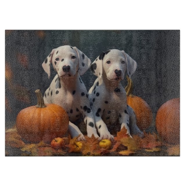 Planche À Découper Dalmatian chiot automne délice citrouille  (Devant)