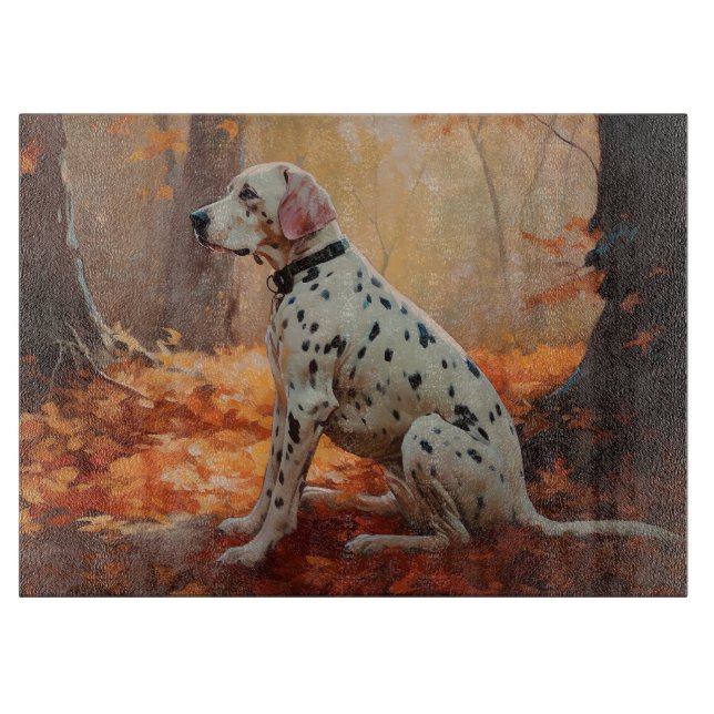 Planche À Découper Dalmatien dans Automne Feuilles Tombent Inspirent (Devant)