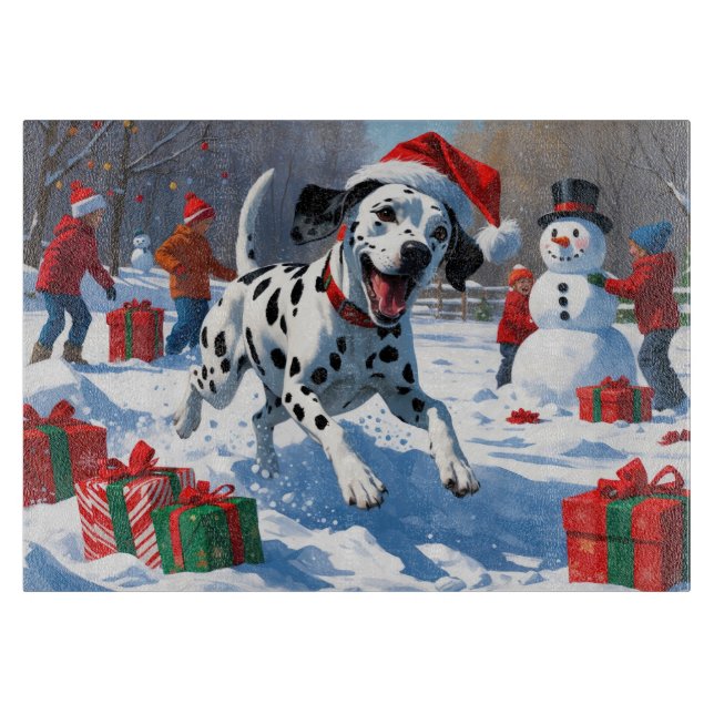 Planche À Découper Dalmatienne coule dans la neige avec Casquette de  (Devant)