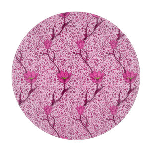 Planche À Découper Damas Art Nouveau Tulipe, Vin & Fuchsia Rose