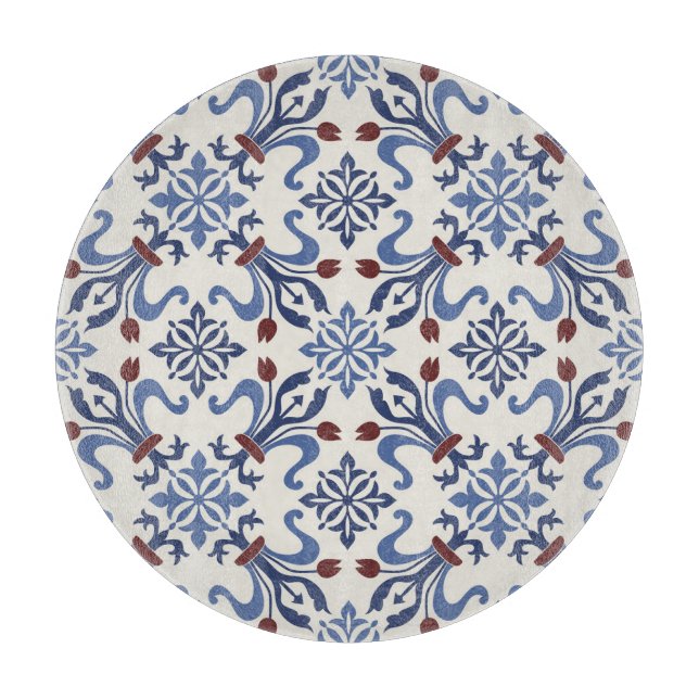 Planche À Découper Damask Majolica Poterie Design Carreaux (Devant)