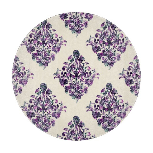 Planche À Découper Damask Triangles : Vintage Abstrait Luxe. (Devant)