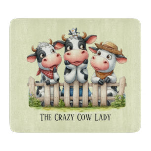 Planche À Découper Dame de vache folle drôle personnalisable