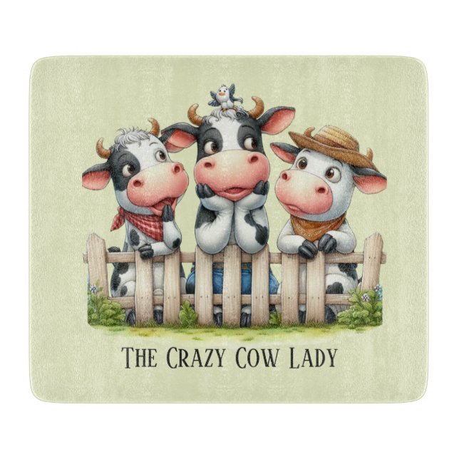 Planche À Découper Dame de vache folle drôle personnalisable (Devant)