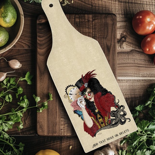 Planche À Découper Dame victorienne rouge steampunk poulpe vintage (Créateur téléchargé)