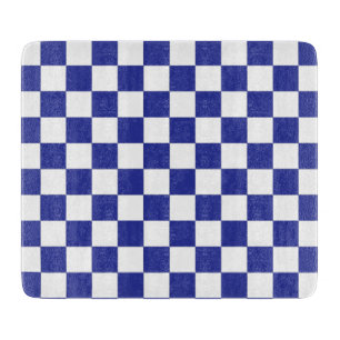 Planche À Découper Damier bleu et blanc