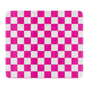 Planche À Découper Damier Rose Néon et Blanc