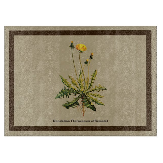 Planche À Découper Dandelion Sur Vieux Papier (Devant)