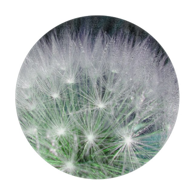 Planche À Découper Dandelion vert avec de minuscules gouttelettes d'e (Devant)