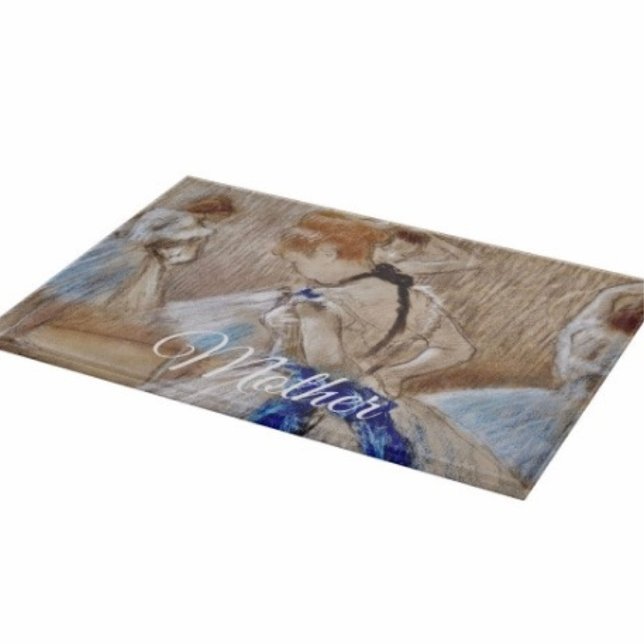 Planche À Découper Danseuse de Degas avec ruban bleu  (Glass Cutting Board – 5 different sizes. 100% food safe.  tempered glass Non-skid rubber feet. )
