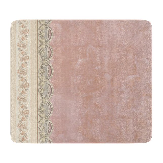 Planche à découper de cuisine en dentelle rose et  (Devant)