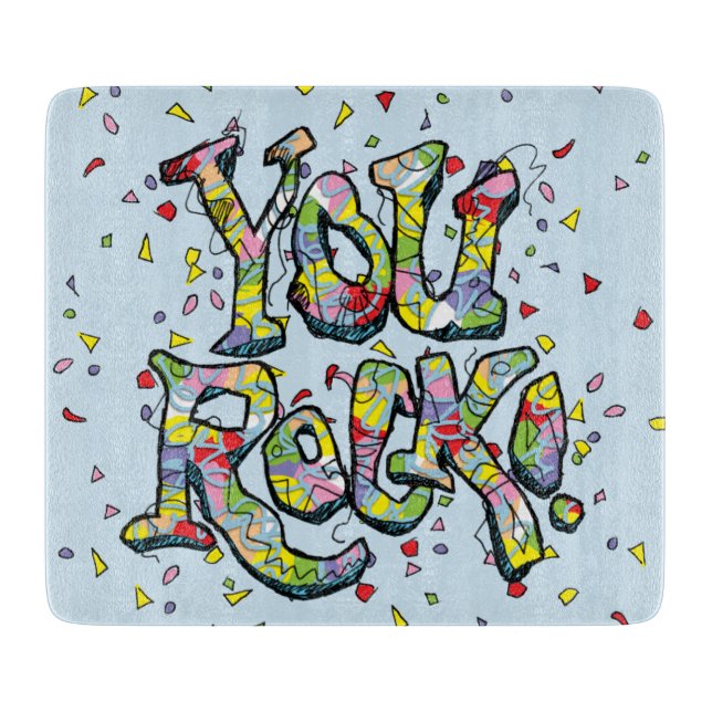 Planche À Découper De fête "vous roche !" Conseil de taille du verre (Devant)