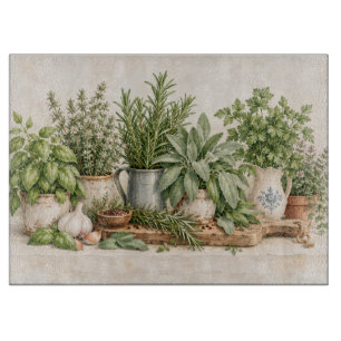 Planche à découper de jardin d'herbes de cuisine a
