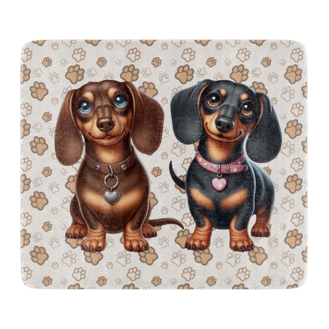 Planche À Découper De mignons amis dachshund (Devant)