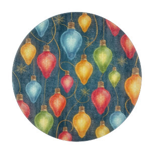 Planche À Découper Décor coloré et vintage des lumières de Noël