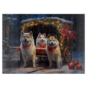 Planche À Découper Décor de Noël Akita Snowy Sleigh Ride