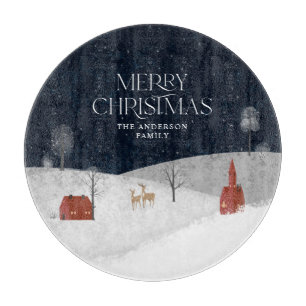 Planche À Découper Décor traditionnel rustique d'hiver cadeau de Noël