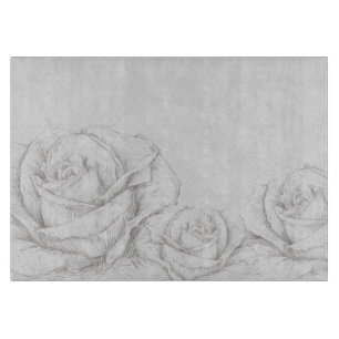 Planche À Découper Décoratif vintage Rose Floral Gris