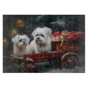 Planche À Découper Décoration de Noël au traîneau enneigé maltais